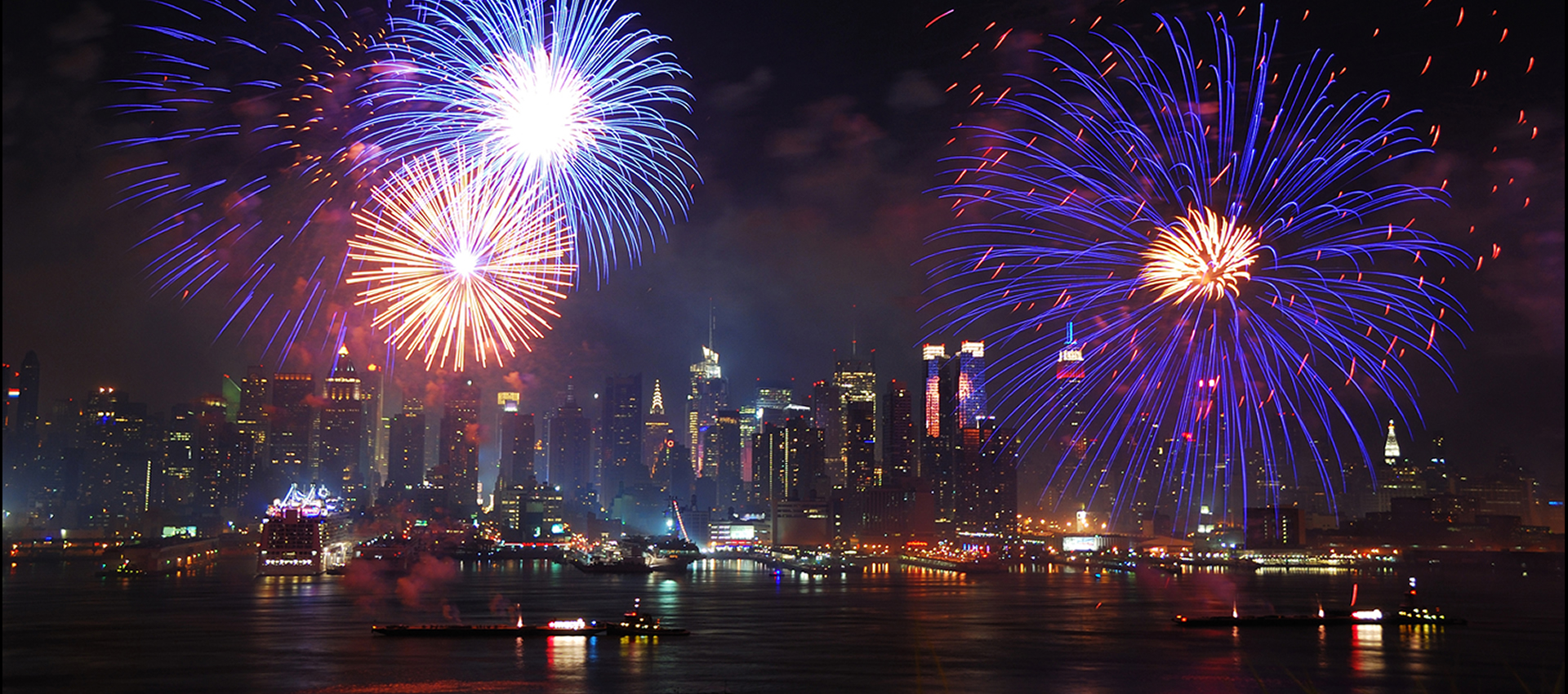 Fireworks And NYC Skyline